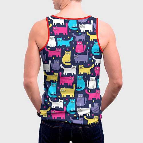 Мужская майка без рукавов Котятки / 3D-Красный – фото 4