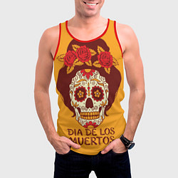 Майка-безрукавка мужская Мексиканский череп, цвет: 3D-красный — фото 2