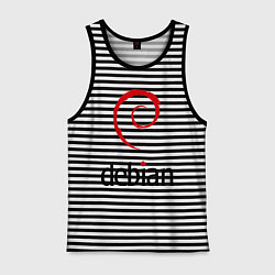 Майка мужская хлопок Debian, цвет: черная тельняшка