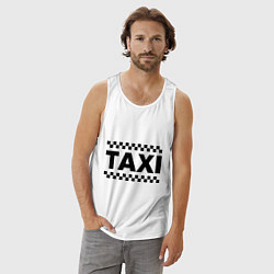 Майка мужская хлопок Taxi, цвет: белый — фото 2