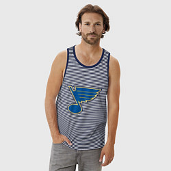 Майка мужская хлопок St Louis Blues, цвет: синяя тельняшка — фото 2