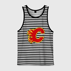 Майка мужская хлопок Calgary Flames, цвет: черная тельняшка