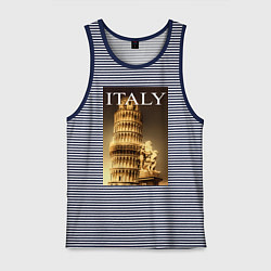 Майка мужская хлопок Leaning tower of Pisa, цвет: синяя тельняшка