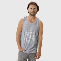 Майка мужская хлопок Fuck Calm Die in Battle, цвет: меланж — фото 2