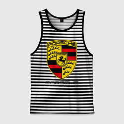 Майка мужская хлопок Porsche Stuttgart, цвет: черная тельняшка