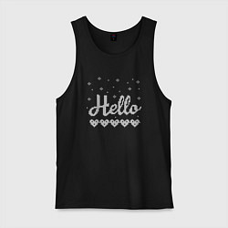 Майка мужская хлопок Hello. Hearts. Knitting, цвет: черный