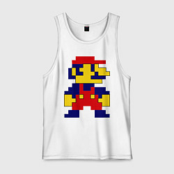 Майка мужская хлопок Pixel Mario, цвет: белый