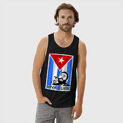 Майка мужская хлопок Fidel: Viva, Cuba!, цвет: черный — фото 2