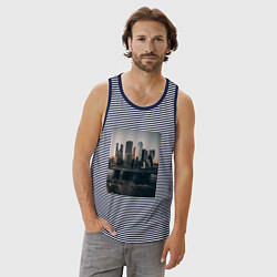 Майка мужская хлопок Moscow City, цвет: синяя тельняшка — фото 2