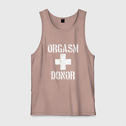 Майка мужская хлопок Orgasm + donor, цвет: пыльно-розовый