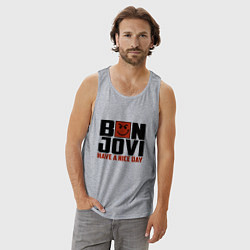 Майка мужская хлопок Bon Jovi: Nice day, цвет: меланж — фото 2