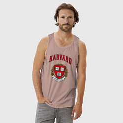 Майка мужская хлопок Harvard university, цвет: пыльно-розовый — фото 2
