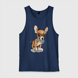 Майка мужская хлопок Чихуахуа с бабочкой, цвет: тёмно-синий