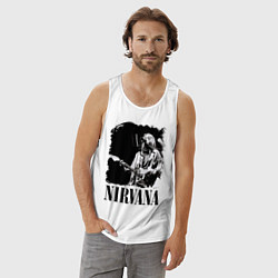 Майка мужская хлопок Black Nirvana, цвет: белый — фото 2
