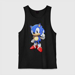 Майка мужская хлопок Classic Sonic, цвет: черный