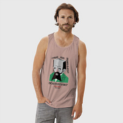 Майка мужская хлопок Dostoevsky Crime, цвет: пыльно-розовый — фото 2