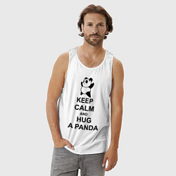 Майка мужская хлопок Keep Calm & Hug A Panda, цвет: белый — фото 2