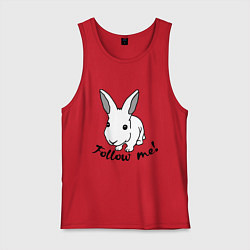 Майка мужская хлопок Rabbit: follow me, цвет: красный