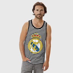 Майка мужская хлопок Real Madrid FC, цвет: черная тельняшка — фото 2