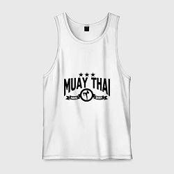 Майка мужская хлопок Muay thai boxing, цвет: белый