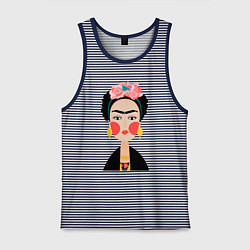 Майка мужская хлопок Фрида Кало, цвет: синяя тельняшка