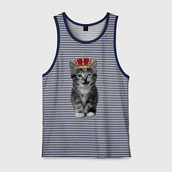 Майка мужская хлопок Meow kitten, цвет: синяя тельняшка