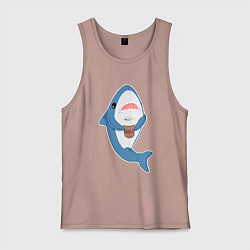 Майка мужская хлопок Hype Shark, цвет: пыльно-розовый