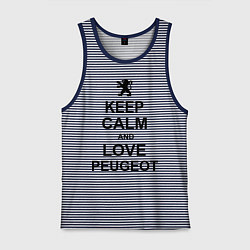 Майка мужская хлопок Keep Calm & Love Peugeot, цвет: синяя тельняшка