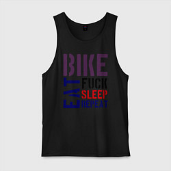 Майка мужская хлопок Bike eat sleep repeat, цвет: черный