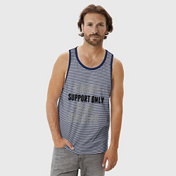 Майка мужская хлопок Support only, цвет: синяя тельняшка — фото 2