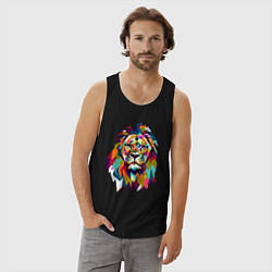 Майка мужская хлопок Lion Art, цвет: черный — фото 2