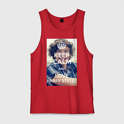 Майка мужская хлопок Keep Calm & Love Harry Styles, цвет: красный