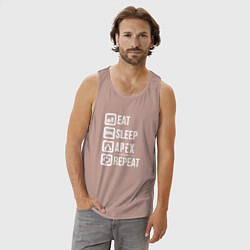 Майка мужская хлопок Eat, Sleep, Apex, Repeat, цвет: пыльно-розовый — фото 2