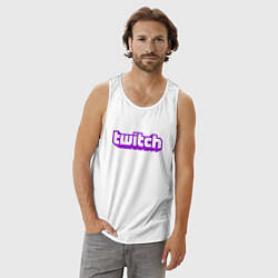Майка мужская хлопок Twitch Logo, цвет: белый — фото 2