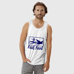 Майка мужская хлопок Shark fast food, цвет: белый — фото 2