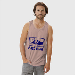 Майка мужская хлопок Shark fast food, цвет: пыльно-розовый — фото 2