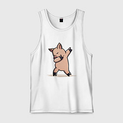 Майка мужская хлопок Dabbing Pig, цвет: белый