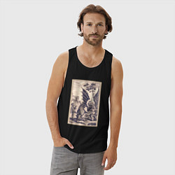 Майка мужская хлопок Рыцарь, пинающий Дракона баллада о рыцаре Джоне Ла, цвет: черный — фото 2