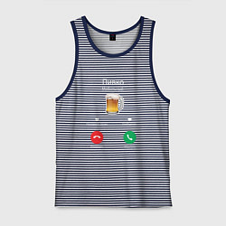 Майка мужская хлопок Пиво, цвет: синяя тельняшка