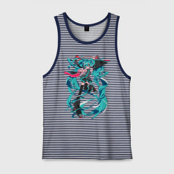 Майка мужская хлопок Hatsune Miku Expo, цвет: синяя тельняшка