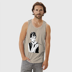 Майка мужская хлопок Одри Хепбернхлопок, цвет: миндальный — фото 2