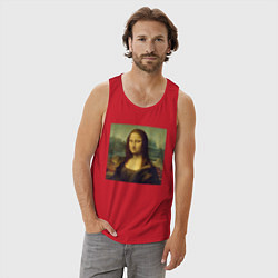 Майка мужская хлопок Mona Lisa pixels, цвет: красный — фото 2