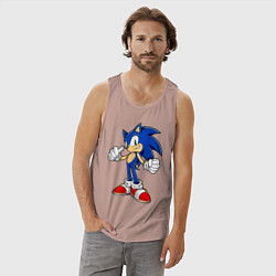 Майка мужская хлопок Sonic, цвет: пыльно-розовый — фото 2