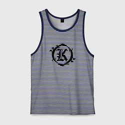 Майка мужская хлопок Кукрыниксы спина, цвет: синяя тельняшка