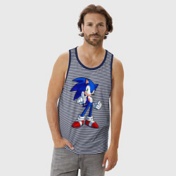 Майка мужская хлопок SONIC, цвет: синяя тельняшка — фото 2