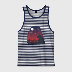 Майка мужская хлопок Медведь, цвет: синяя тельняшка