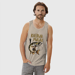 Майка мужская хлопок Клёвый Рыбак, цвет: миндальный — фото 2