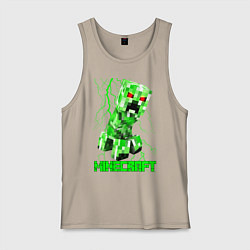 Майка мужская хлопок MINECRAFT CREEPER, цвет: миндальный