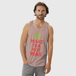 Майка мужская хлопок Make tea not war, цвет: пыльно-розовый — фото 2