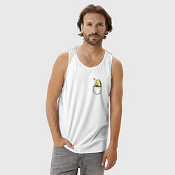 Майка мужская хлопок Авокадо в кармане, цвет: белый — фото 2